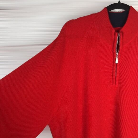 Vintage BEST Of SCOTLAND 100% Cashmere 1/4 Zip Red Sweater - Picture 5 of 12